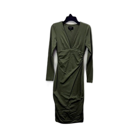 Bardot Womens Olive Green Ruched Waist Midi Dress Long Sleeve Size XS/S