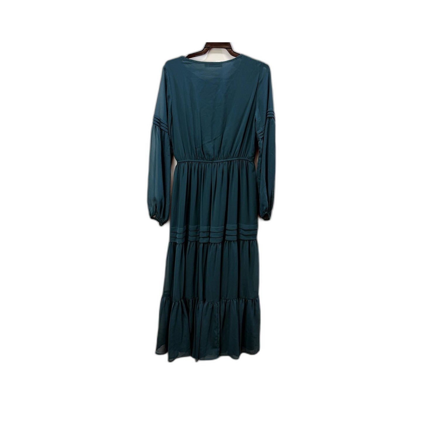 Rusttydustty Womens Tiered Maxi Dress with Drawstring Waist in Teal, Size S