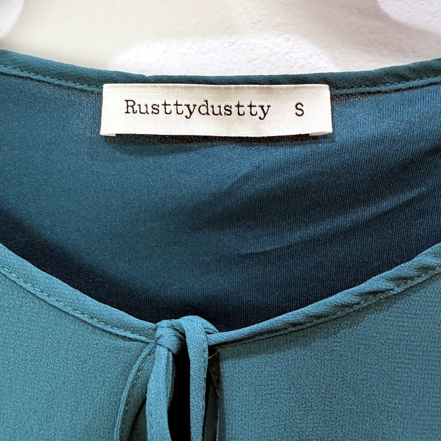 Rusttydustty Womens Tiered Maxi Dress with Drawstring Waist in Teal, Size S
