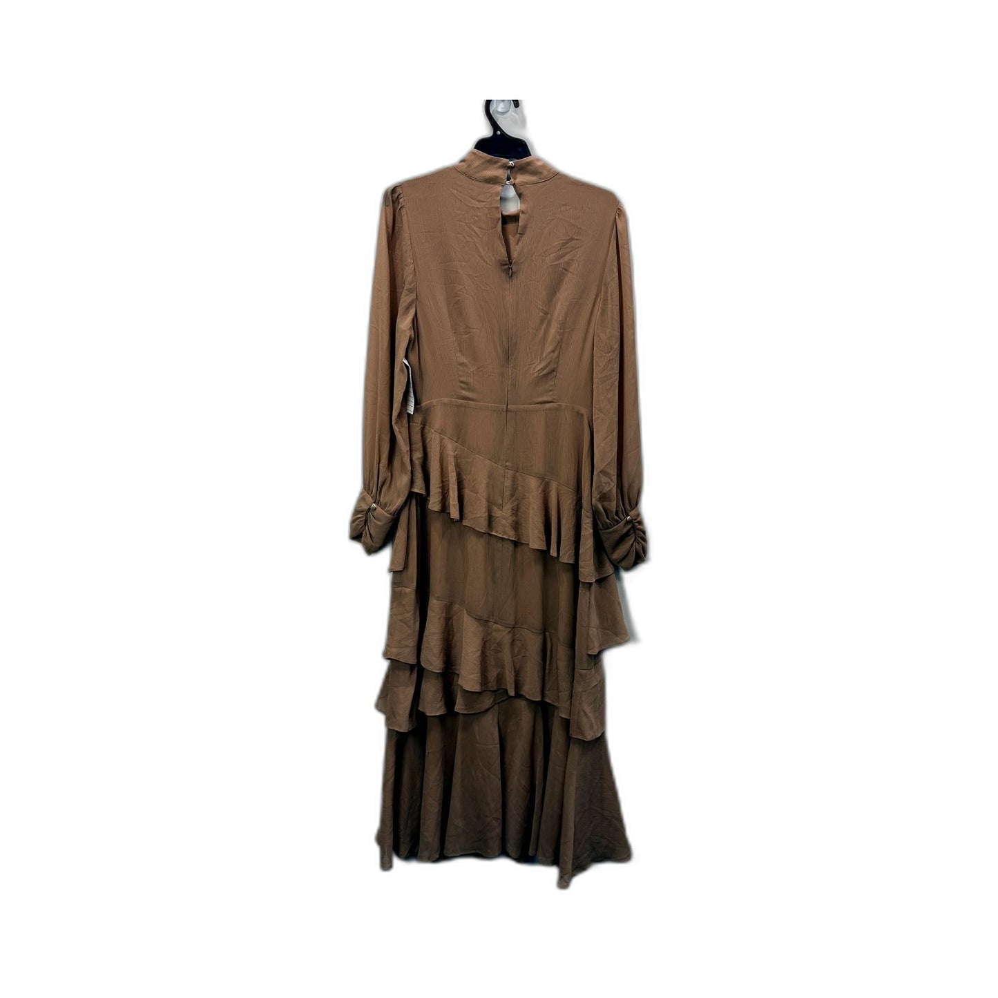 Tokito Womens Ruffle Tiered Long Sleeve High Neck Brown Dress Size 10 NEW