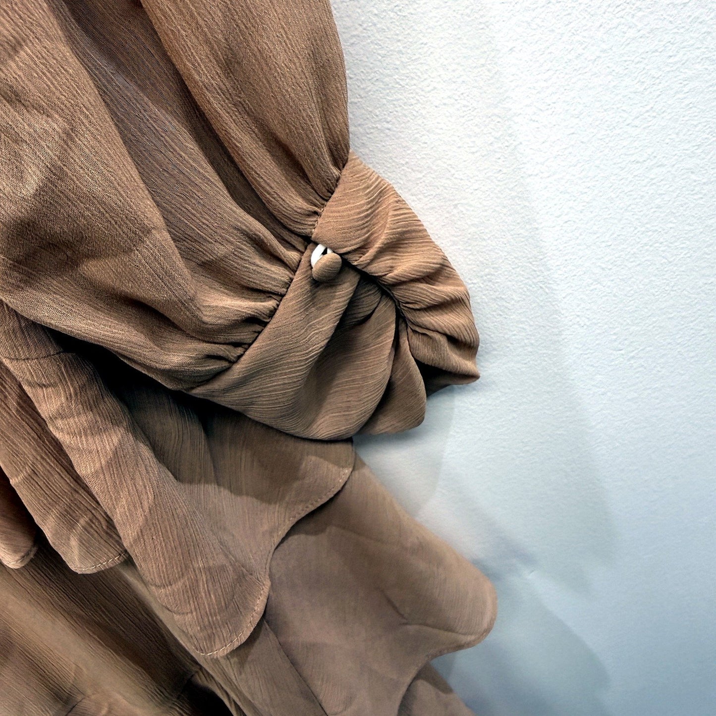 Tokito Womens Ruffle Tiered Long Sleeve High Neck Brown Dress Size 10 NEW