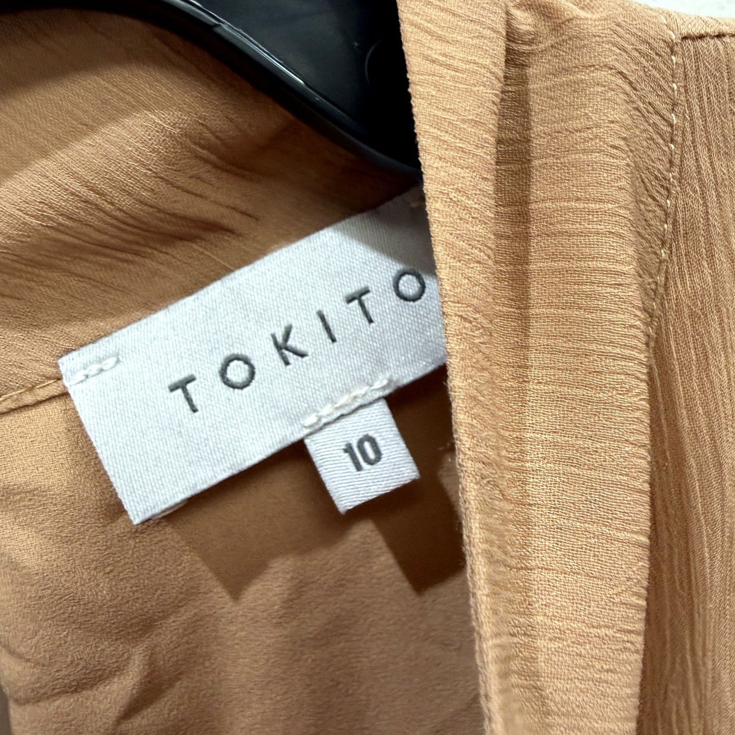 Tokito Womens Ruffle Tiered Long Sleeve High Neck Brown Dress Size 10 NEW