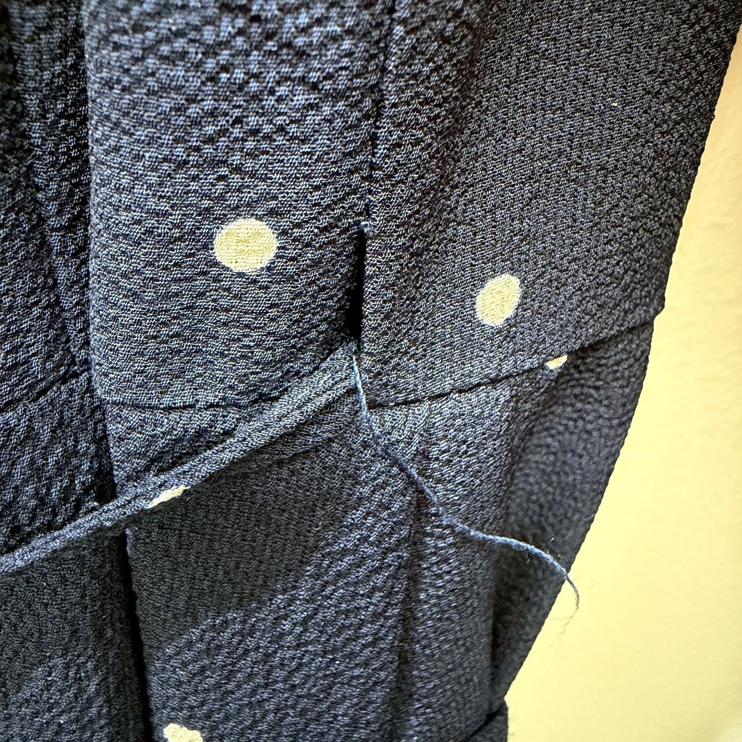 Ebby and I Womens Navy Blue Polka Dot Wrap Dress with Ruffle Hem, Size S
