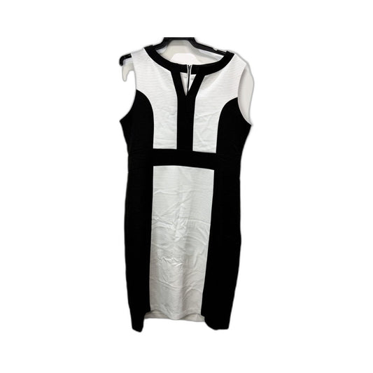 Liz Jordan Womens Sleeveless Sheath Dress Black and White Striped Size 14