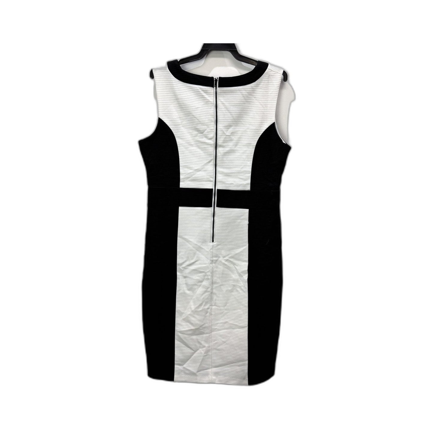 Liz Jordan Womens Sleeveless Sheath Dress Black and White Striped Size 14