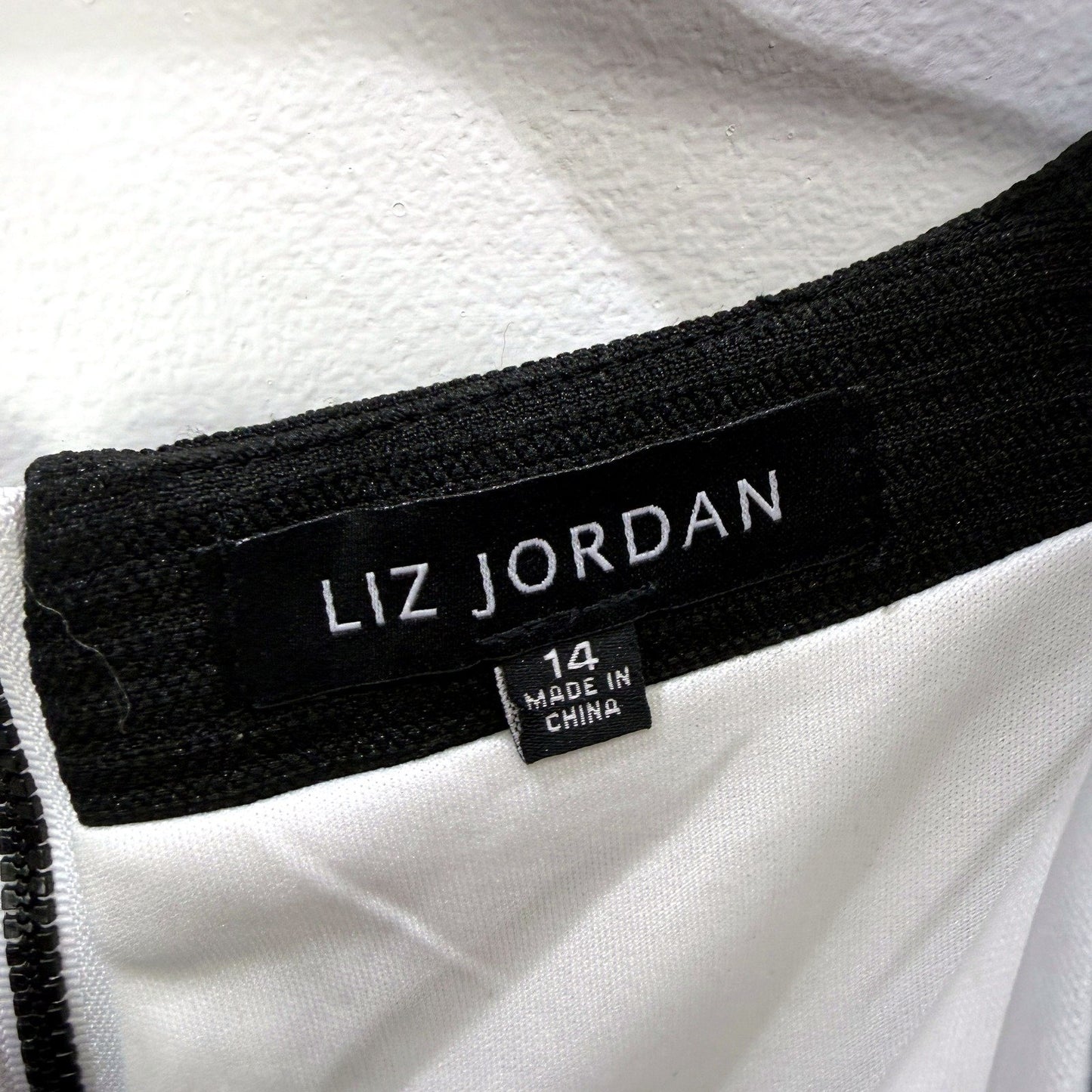 Liz Jordan Womens Sleeveless Sheath Dress Black and White Striped Size 14