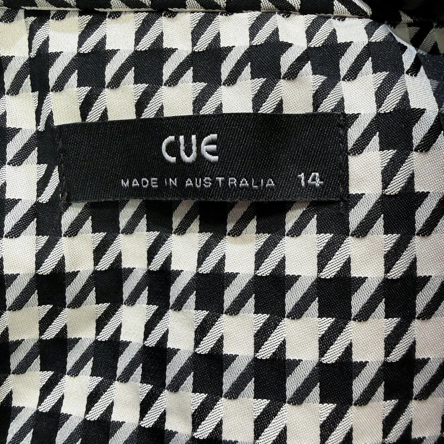 CUE Womens Houndstooth Dress Sleeveless Patterned Black and White Size 14