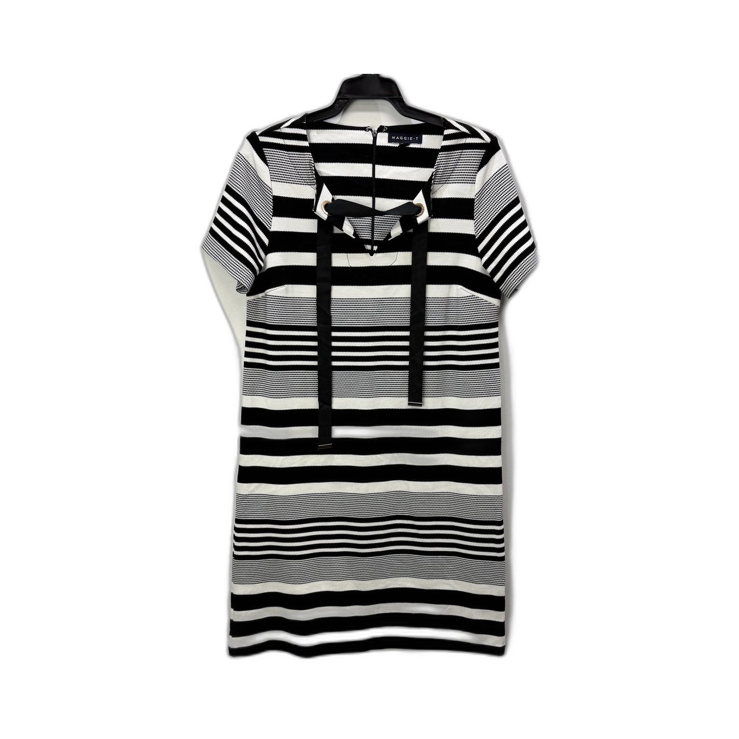 Maggie T Womens Striped Dress Casual Feminine Style Black and White Size 8
