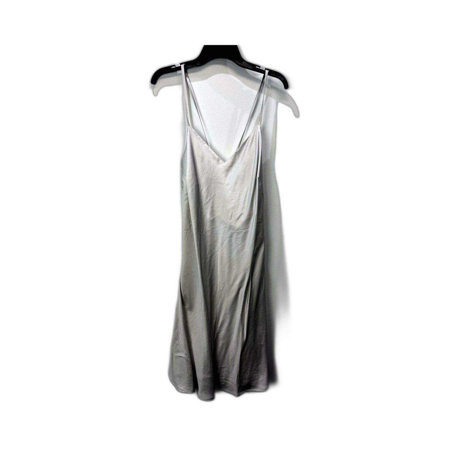 Chloe & Lola Womens Satin Slip Dress with Lace Trim in Silver, Size S NEW
