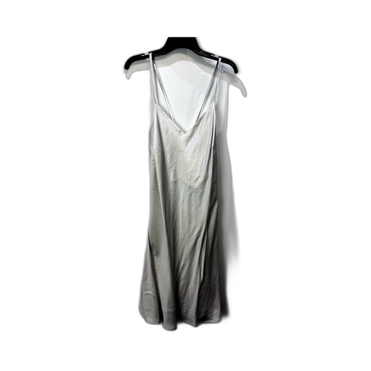 Chloe & Lola Womens Satin Slip Dress with Lace Trim in Silver, Size S NEW