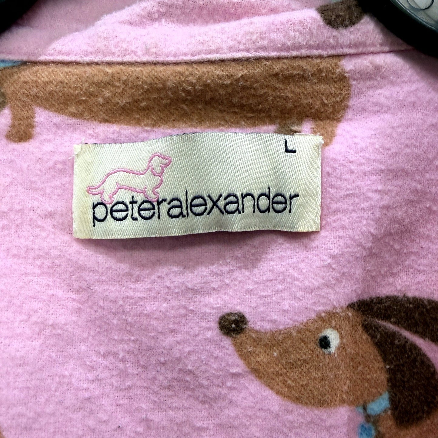 Peter Alexander Womens Cotton Pajama Set in Pink, Size L