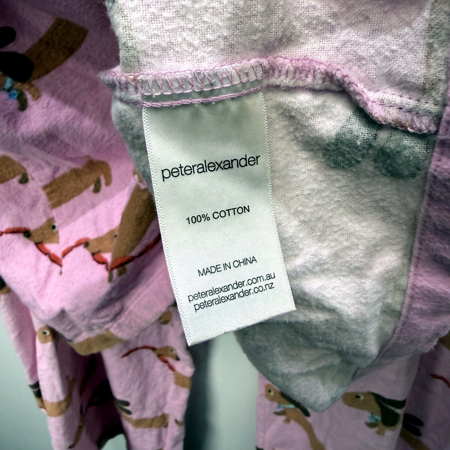 Peter Alexander Womens Cotton Pajama Set in Pink, Size L