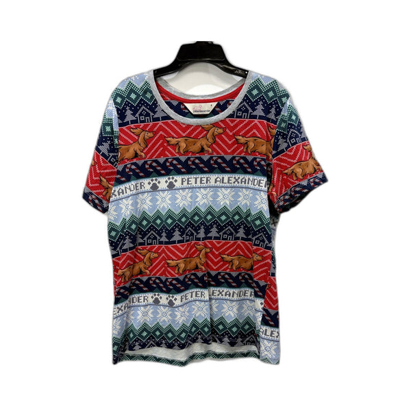 Peter Alexander Womens Reindeer Print Pullover Sweatshirt Multi Color Size S