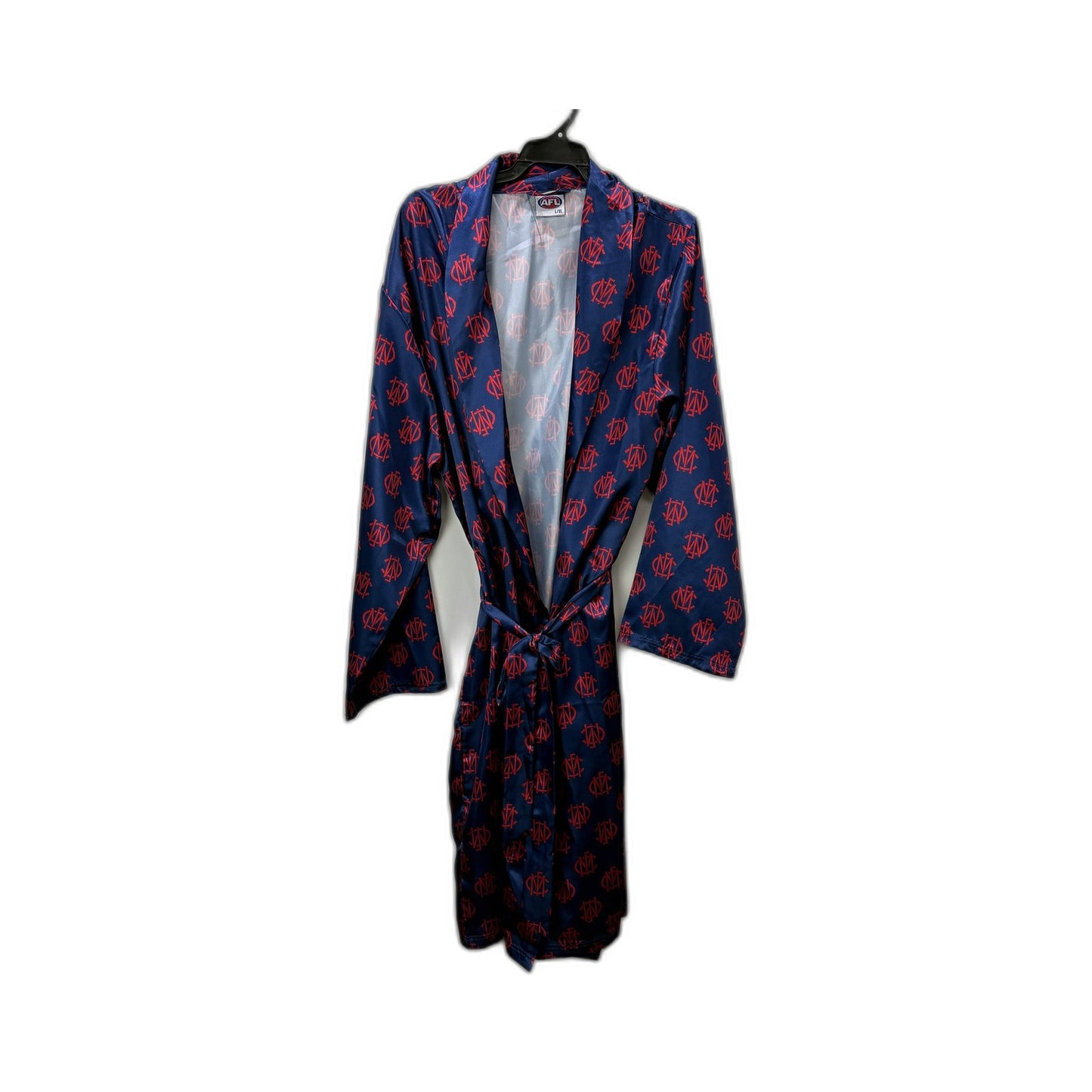 AFL Mens Navy Blue and Red Dressing Robe Loungewear, Large/X-Large Size L/XL