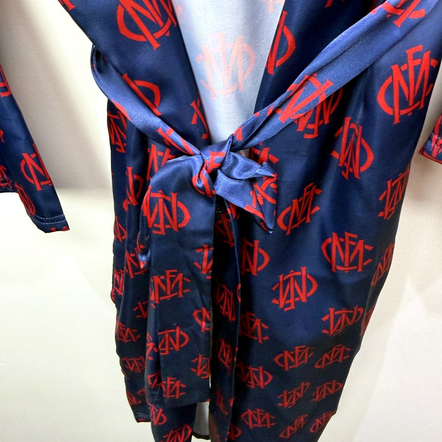 AFL Mens Navy Blue and Red Dressing Robe Loungewear, Large/X-Large Size L/XL