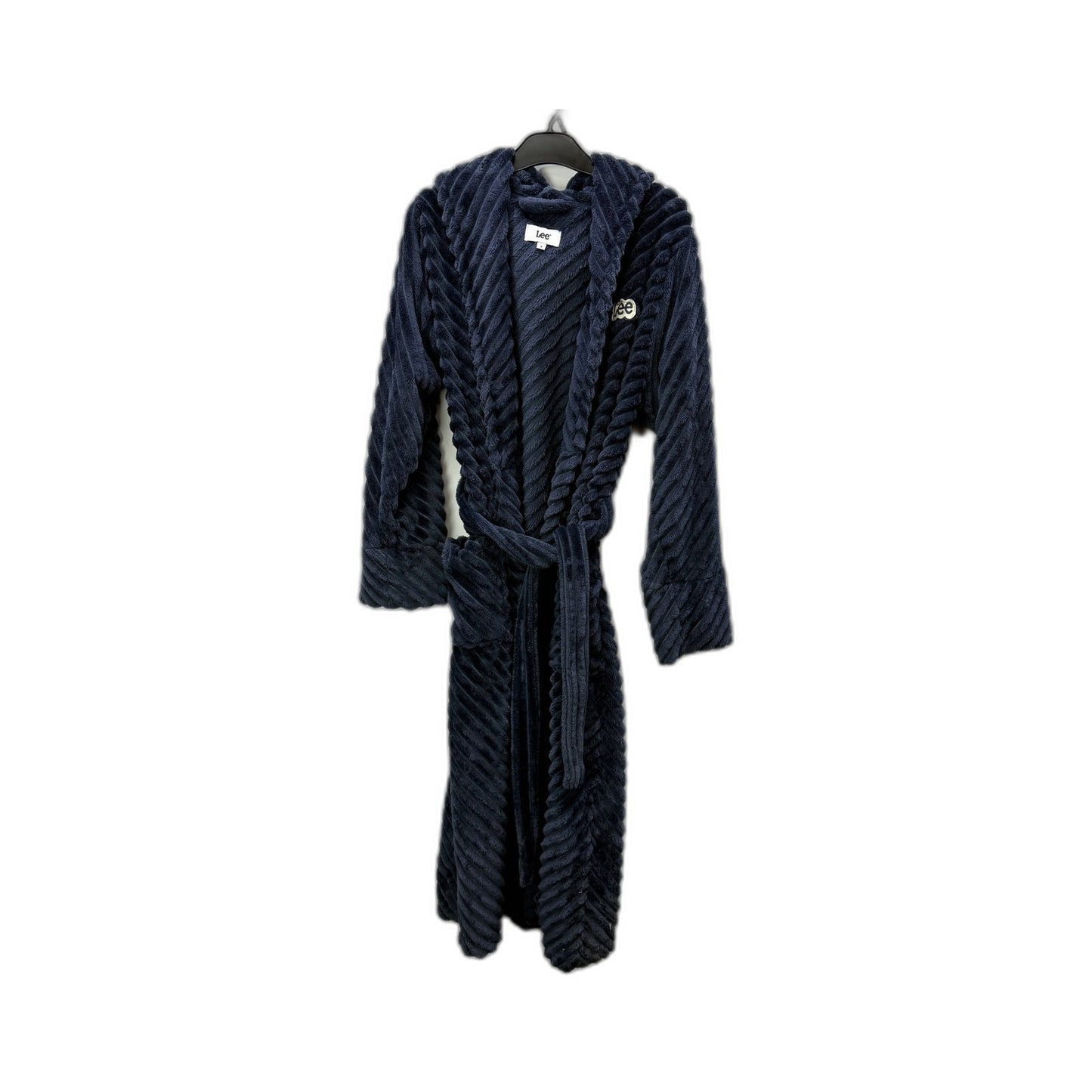 Lee Mens Hooded Plush Robe in Navy - Soft, Warm & Cozy Loungewear, Size S