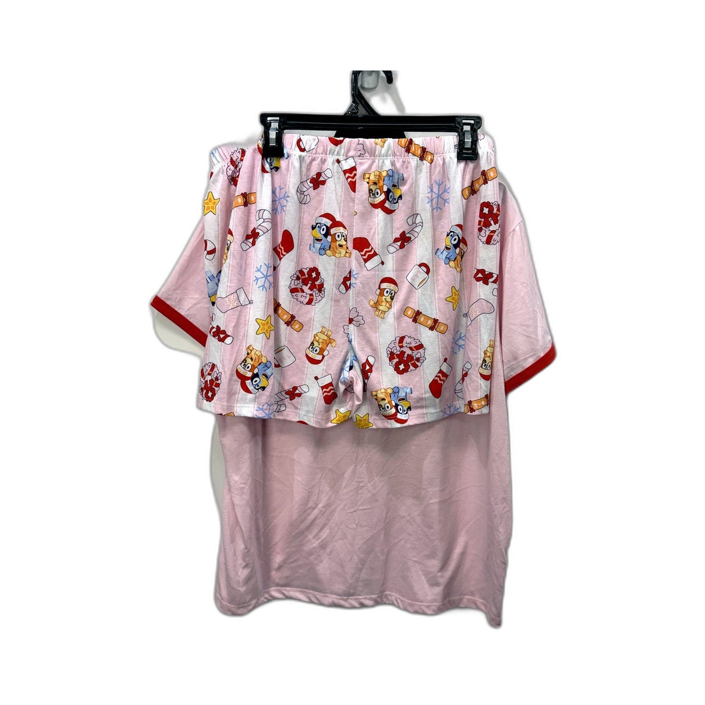 Bluey Womens Pink Christmas Pajama Top Festive Holiday Sleepwear Size 16