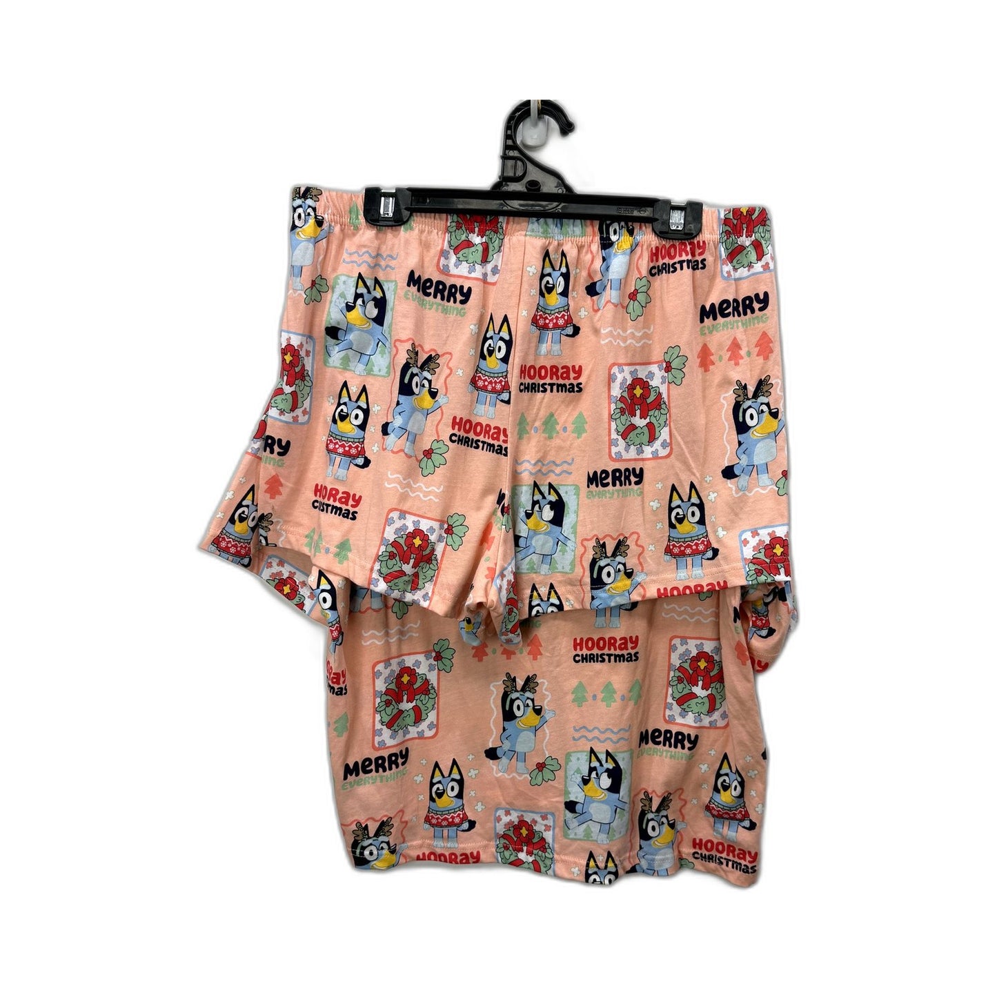 Bluey Womens Christmas Pajama Set Cozy Peach Multi Color Sleepwear Size XL