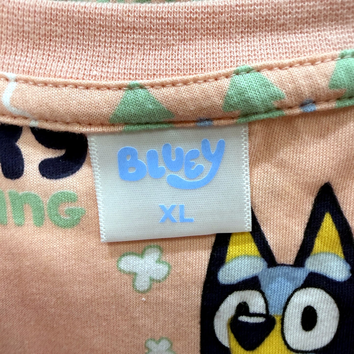 Bluey Womens Christmas Pajama Set Cozy Peach Multi Color Sleepwear Size XL