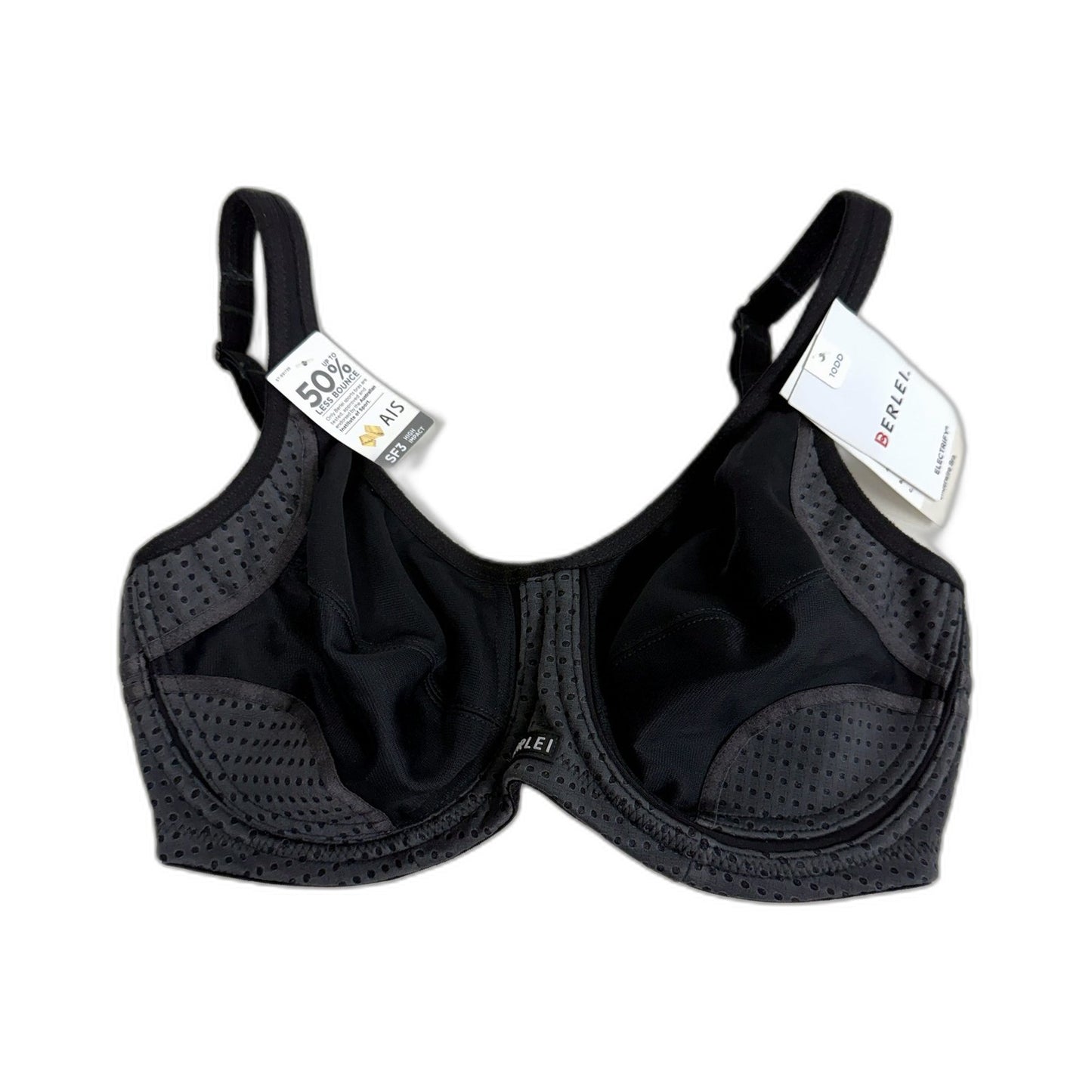 Berlei Womens Electrify Mesh Underwire Bra, Black, Size 10DD NEW