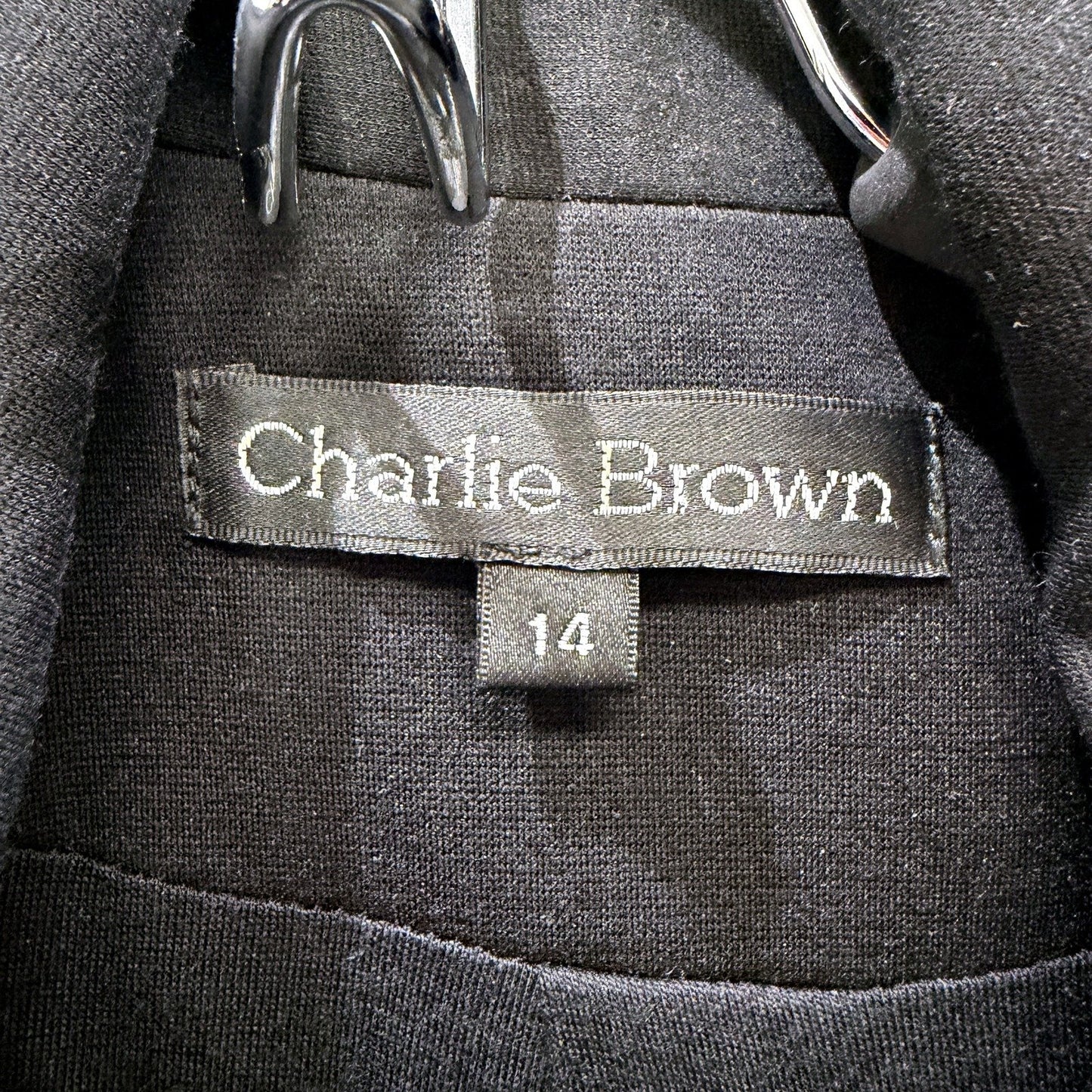 Charlie Brown Womens Black Blazer Lightweight Rayon Nylon Spandex Size 14