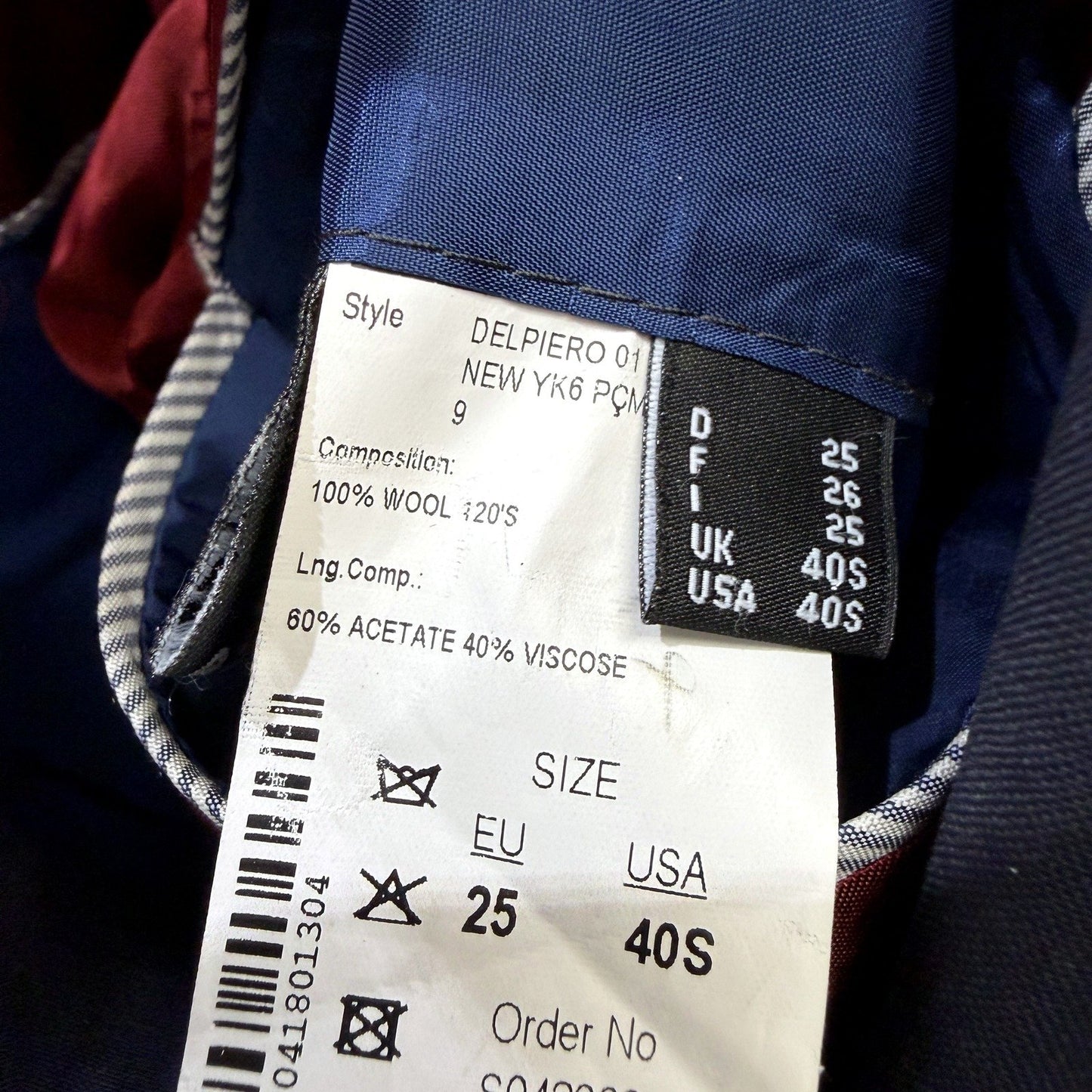 Interview Mens Navy Blue Wool Suit Jacket for 40S Size