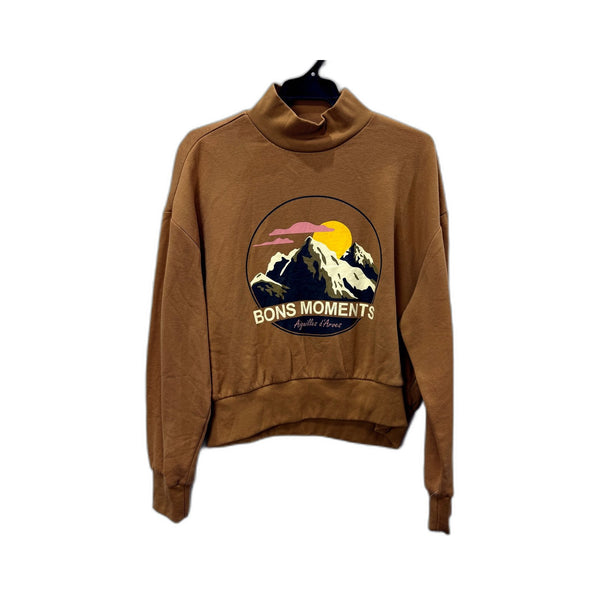 H&M Womens Brown Pullover Sweatshirt - Casual & Comfortable Fit, Size M