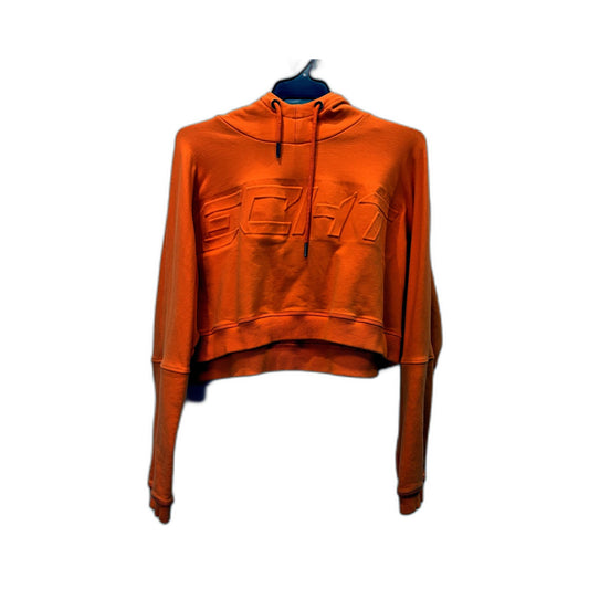 Echt Womens Pullover Cropped Sweatshirt Orange Hooded Cotton Blend Size M