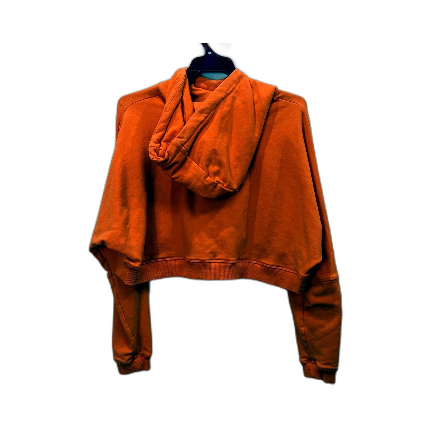 Echt Womens Pullover Cropped Sweatshirt Orange Hooded Cotton Blend Size M