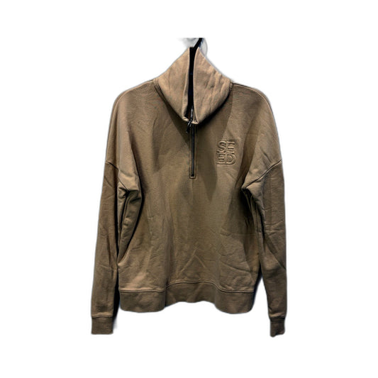 Seed Heritage Womens Hooded Pullover Sweatshirt Tan Soft Cotton Blend Size XS