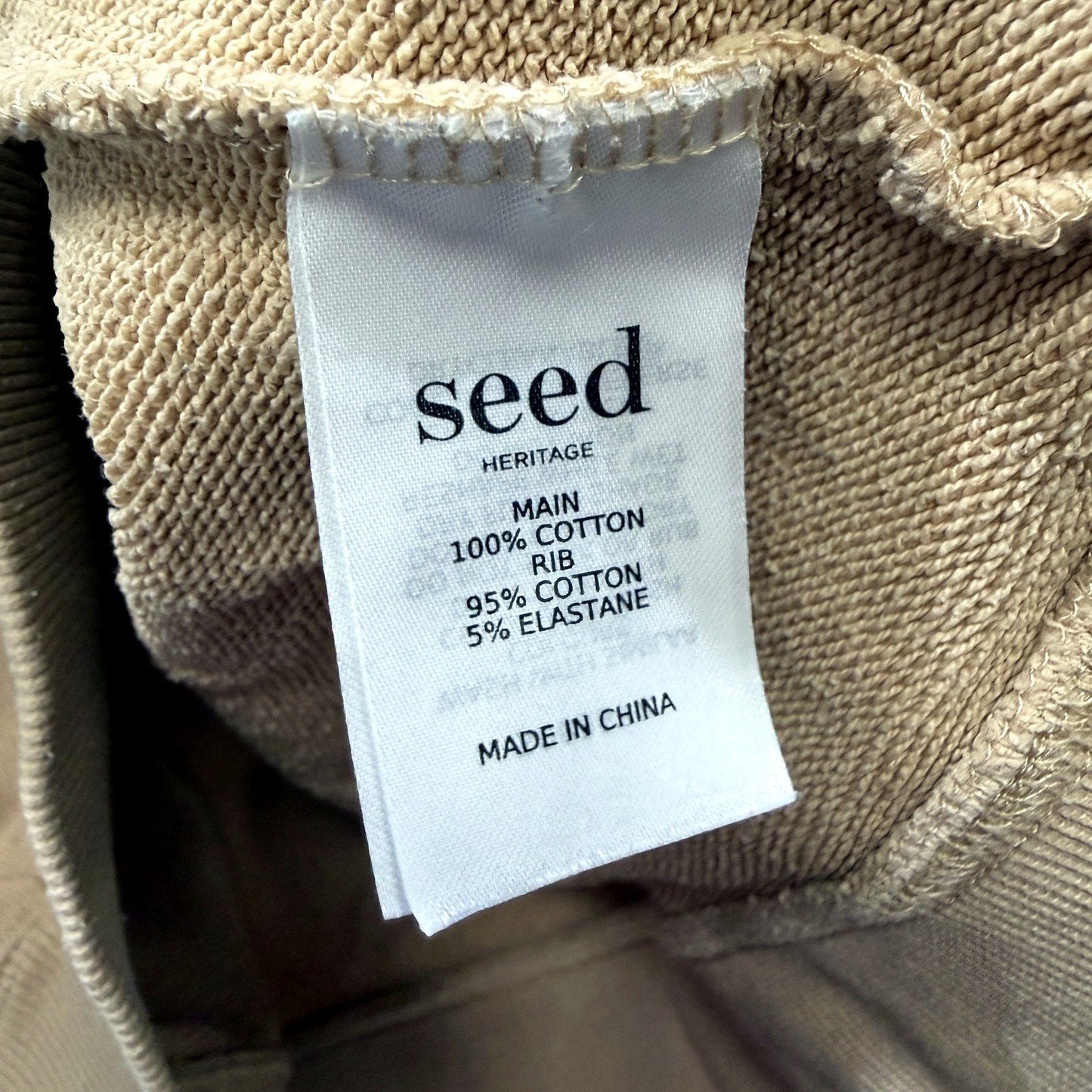 Seed Heritage Womens Hooded Pullover Sweatshirt Tan Soft Cotton Blend Size XS