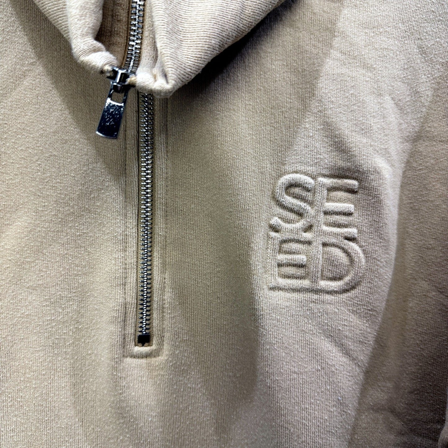 Seed Heritage Womens Hooded Pullover Sweatshirt Tan Soft Cotton Blend Size XS