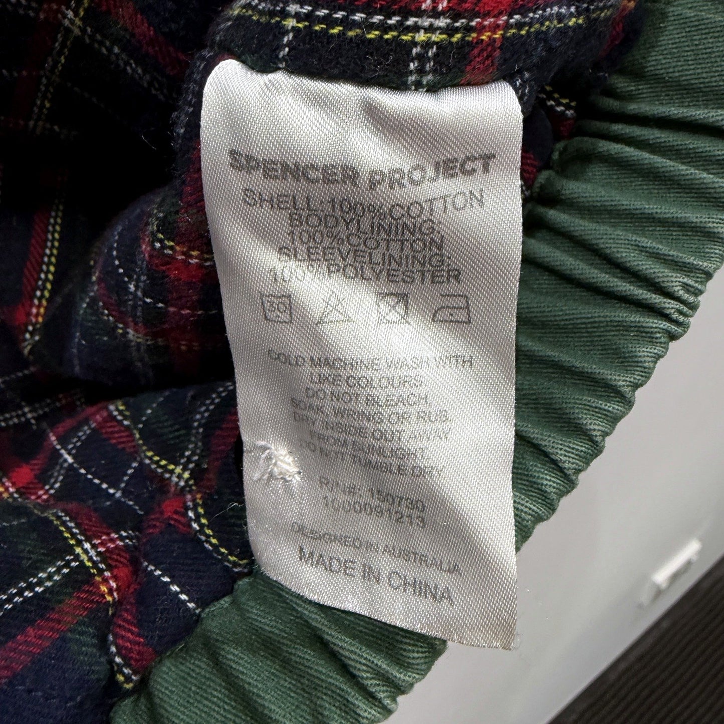Spencer Project Mens Green Cotton Bomber Jacket Size M