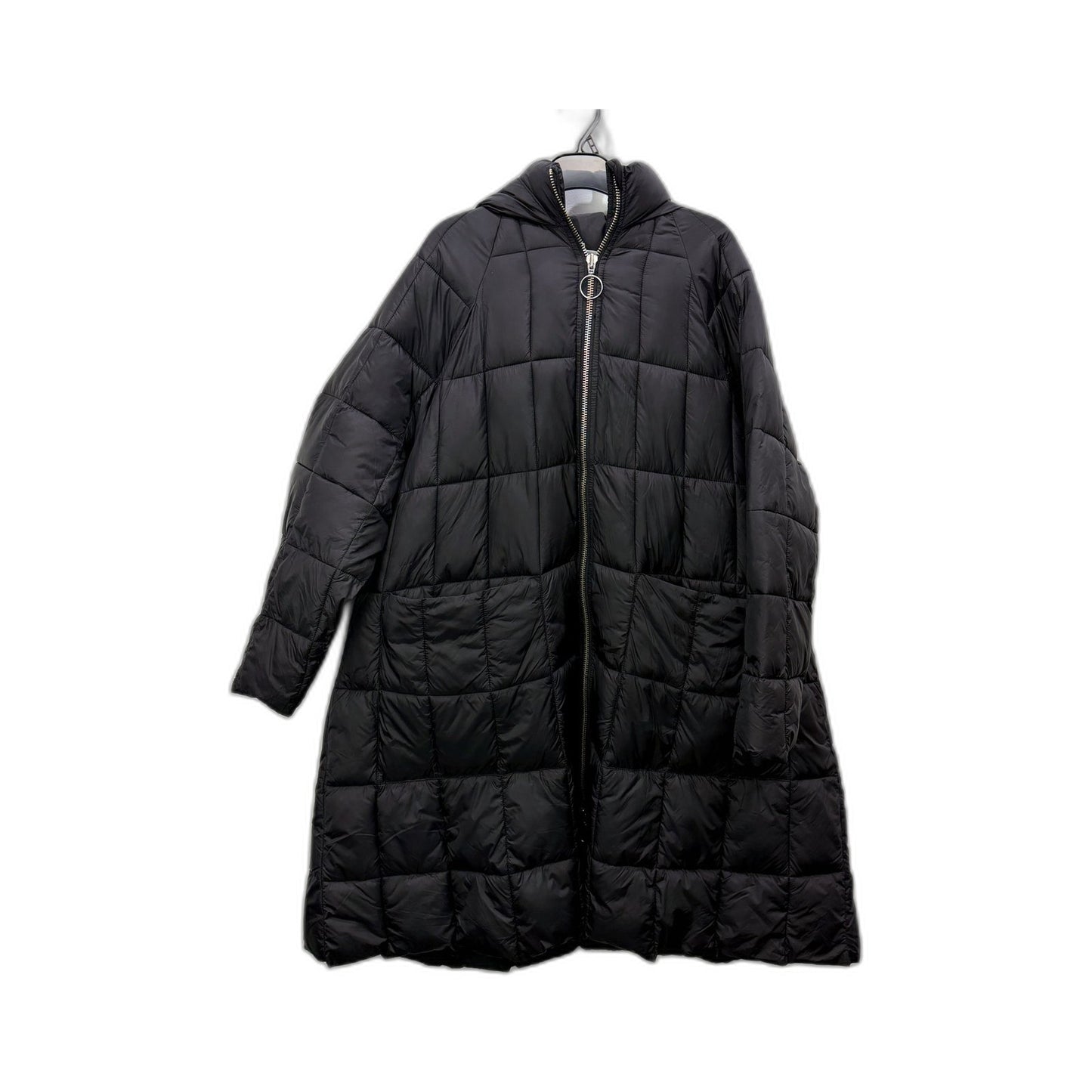 Seed Heritage Womens Black Quilted Puffer Coat with Hooded Zipper in XL