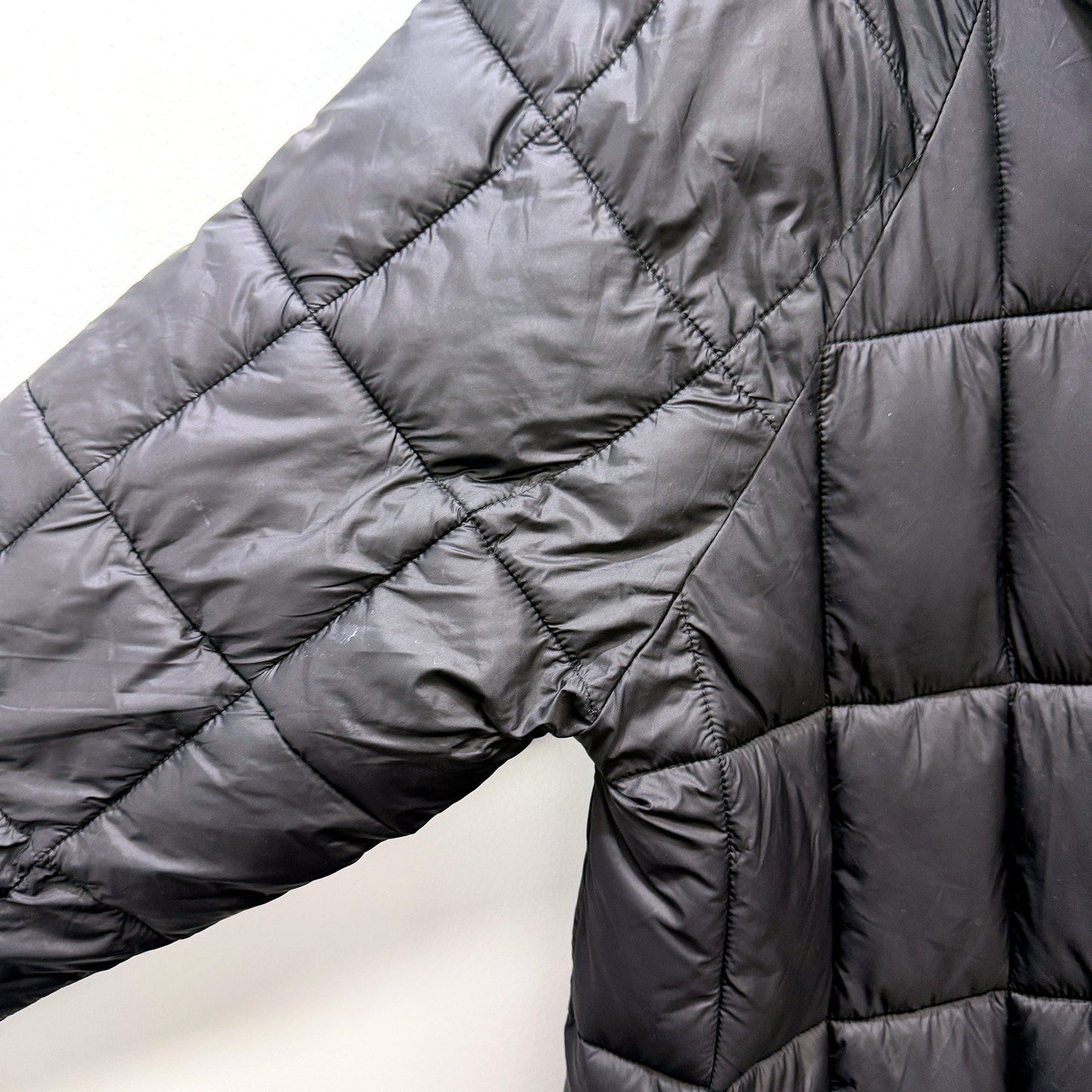 Seed Heritage Womens Black Quilted Puffer Coat with Hooded Zipper in XL