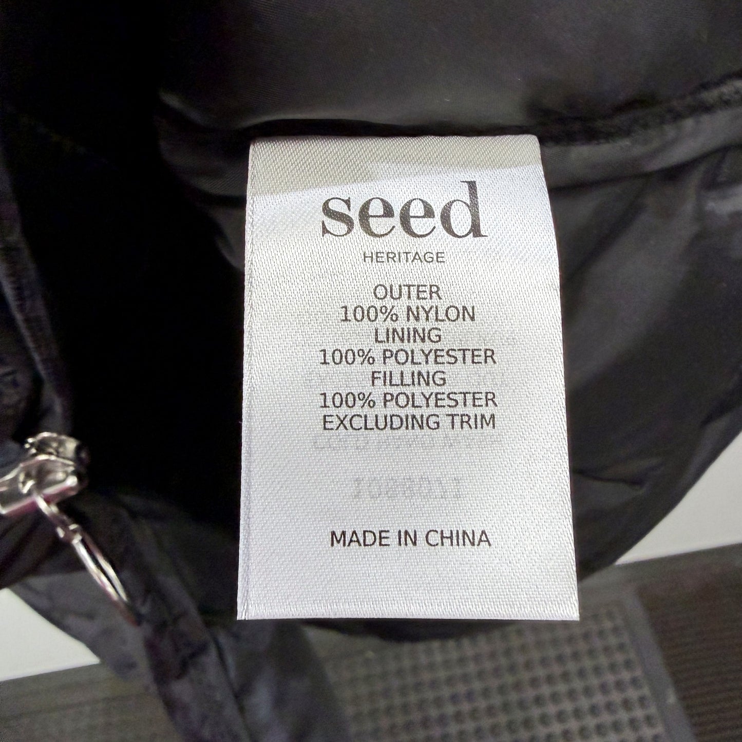 Seed Heritage Womens Black Quilted Puffer Coat with Hooded Zipper in XL