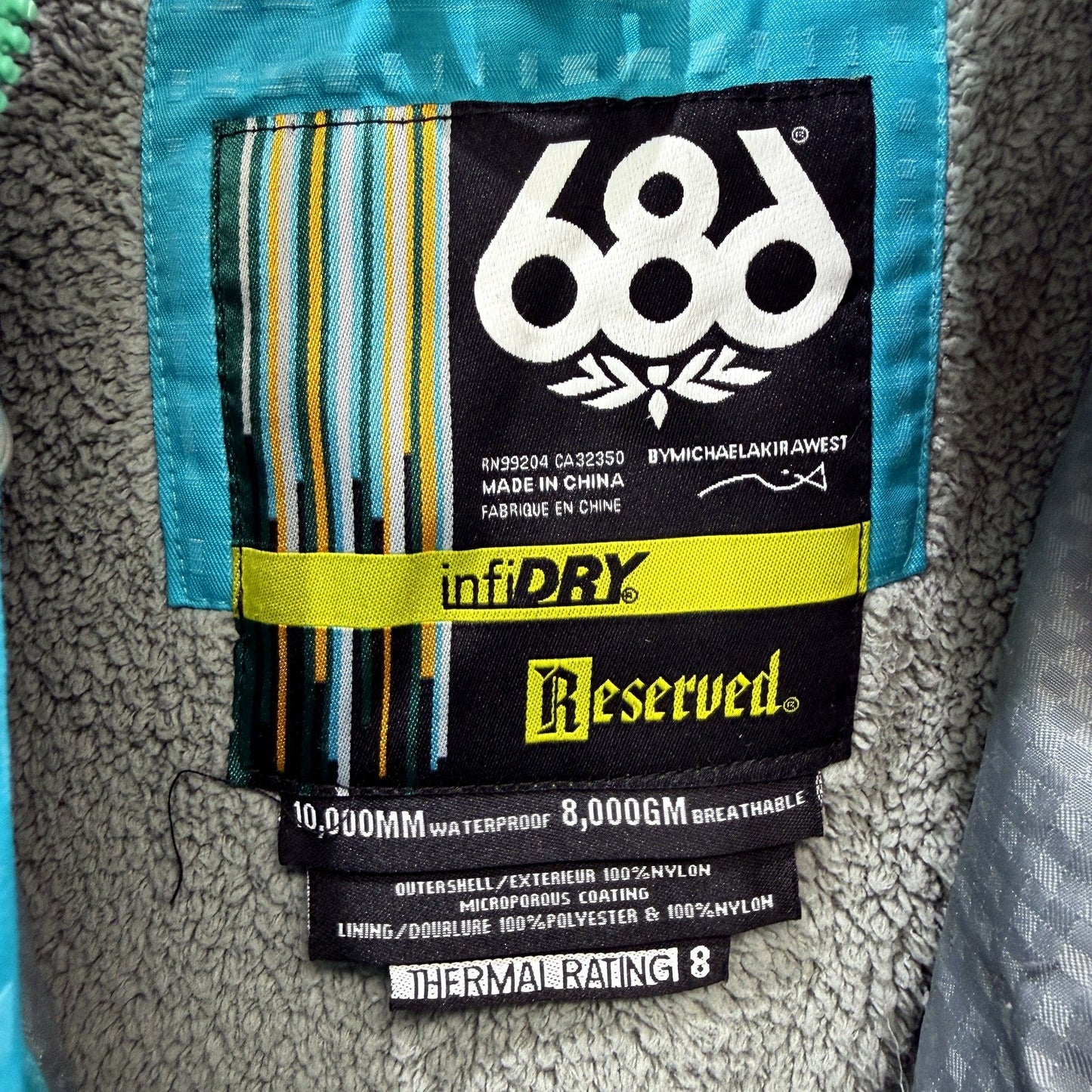 686 Womens Hooded Jacket - Waterproof Breathable Nylon Teal Blue Size M