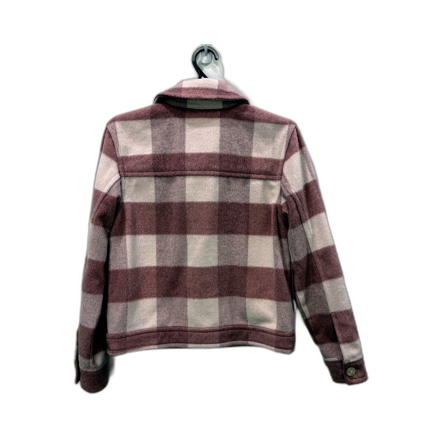 Just Jeans Womens Plaid Fleece Jacket in Cozy Pink and Gray, Size 6