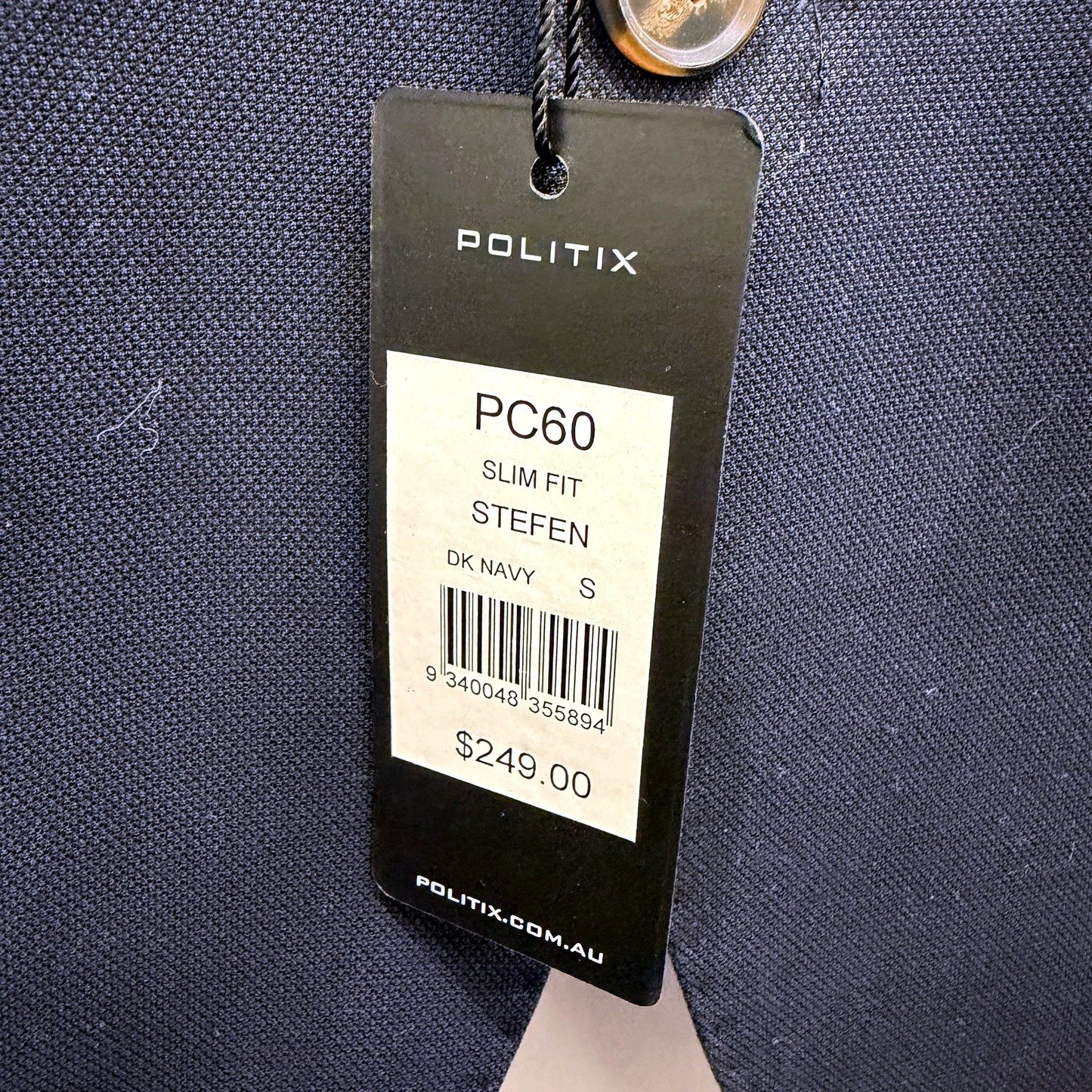 Politix Mens Slim Fit Navy Blue Suit Jacket for Small Size NEW