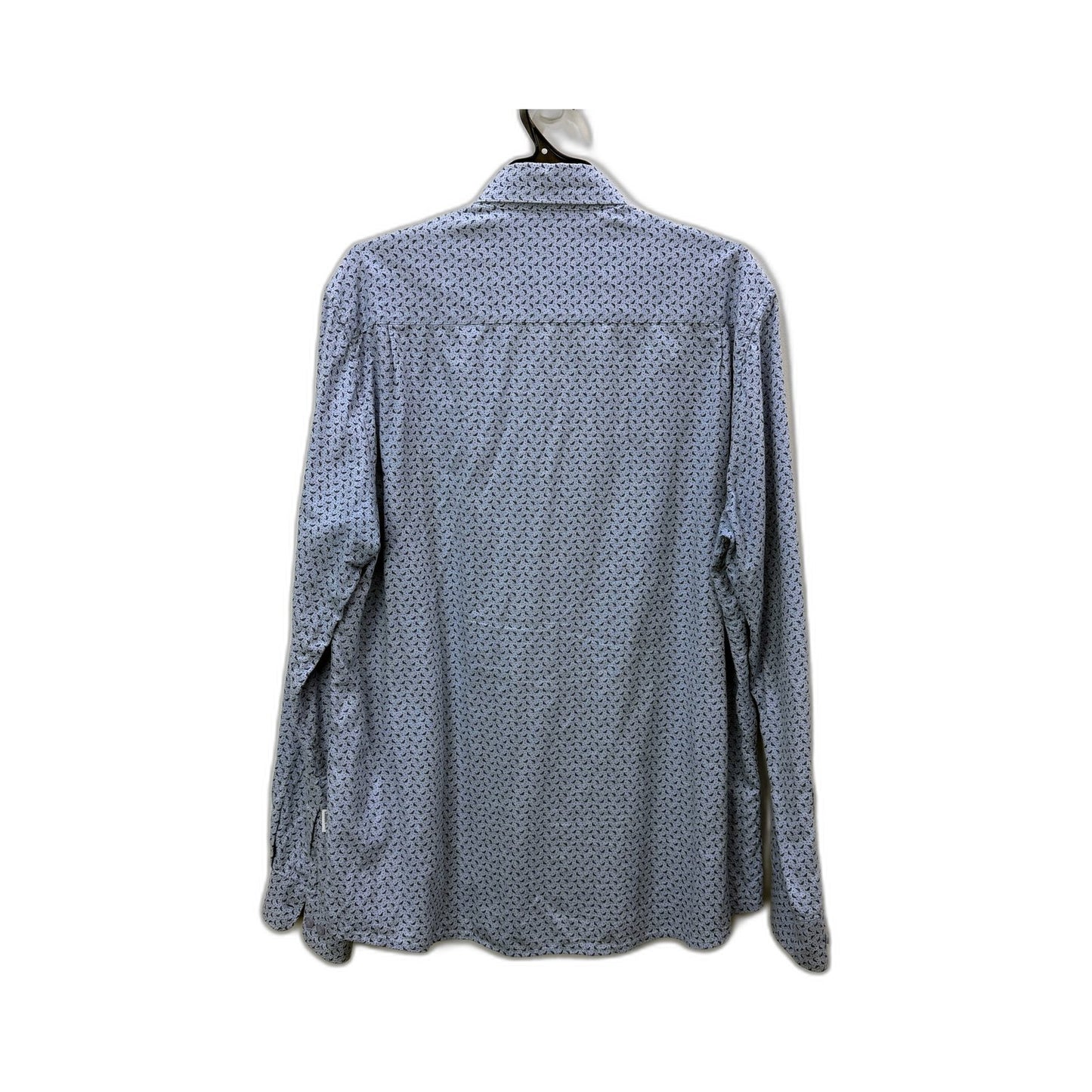 Peter Werth Mens Button-Down Shirt Paisley Cotton Blue and Black Size L