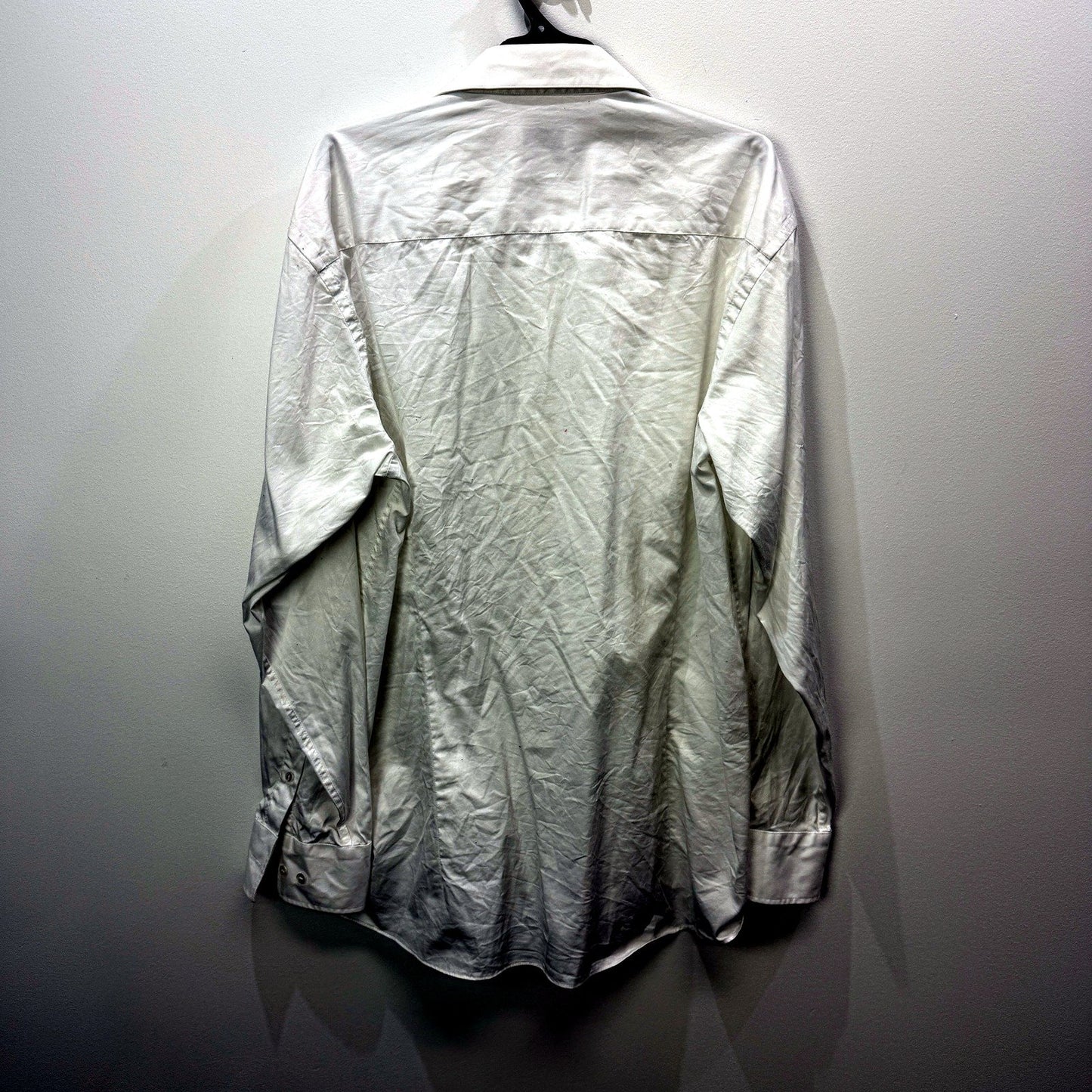 Calvin Klein Mens Button-Down Shirt in Bright White Cotton, Size 44