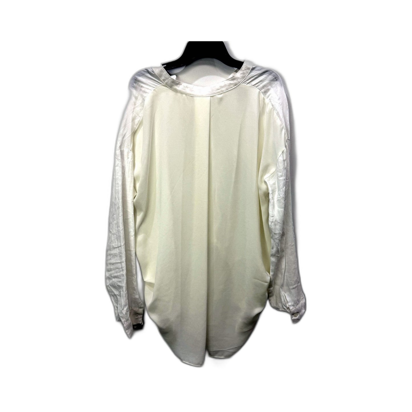 Pigeon Hole Womens Puff Sleeve Loose Flowy Pullover Blouse Ivory Size M