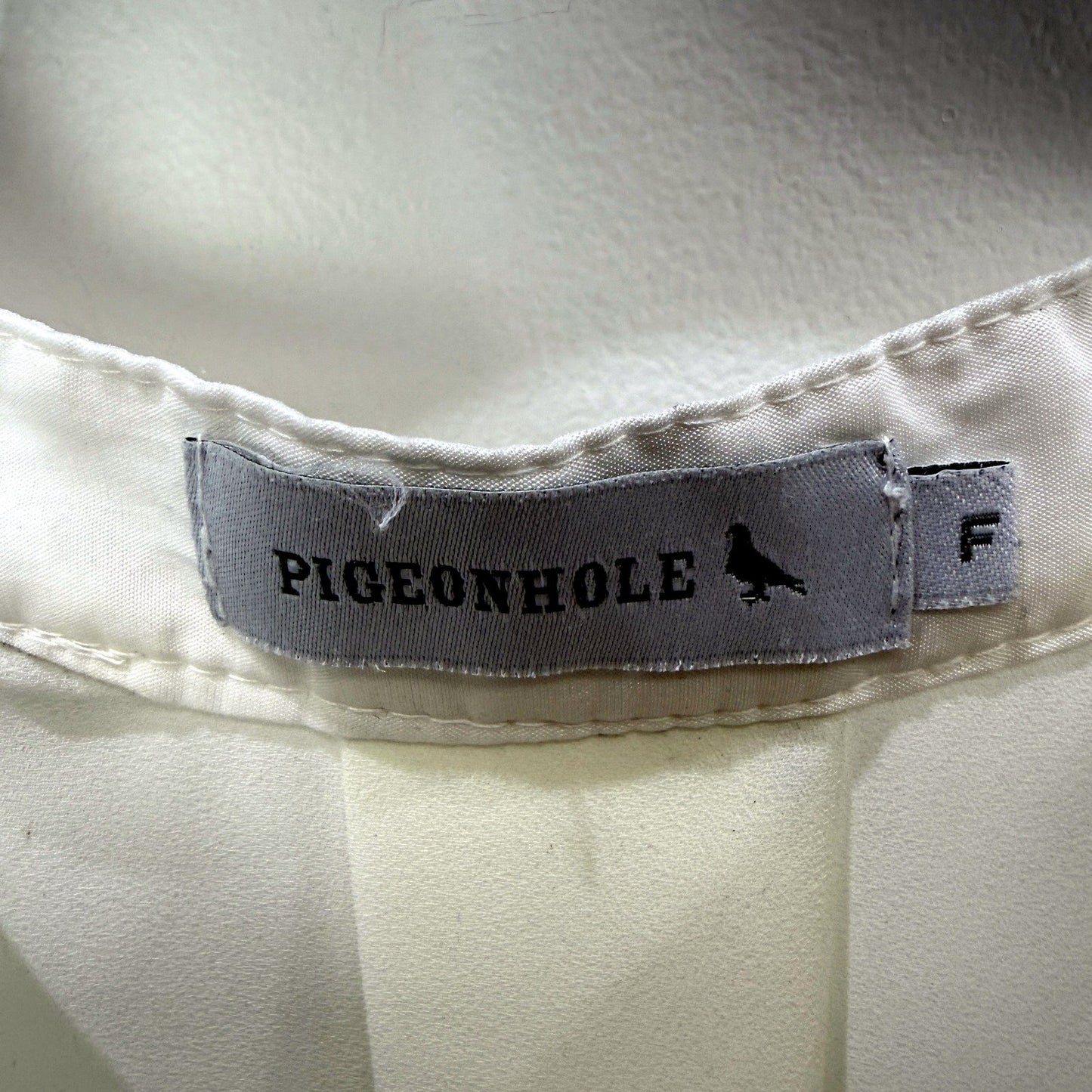 Pigeon Hole Womens Puff Sleeve Loose Flowy Pullover Blouse Ivory Size M
