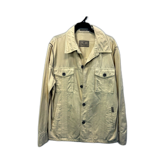 Caramelo Mens Denim Shirt Jacket Beige Cotton Casual Button-Up Size XL