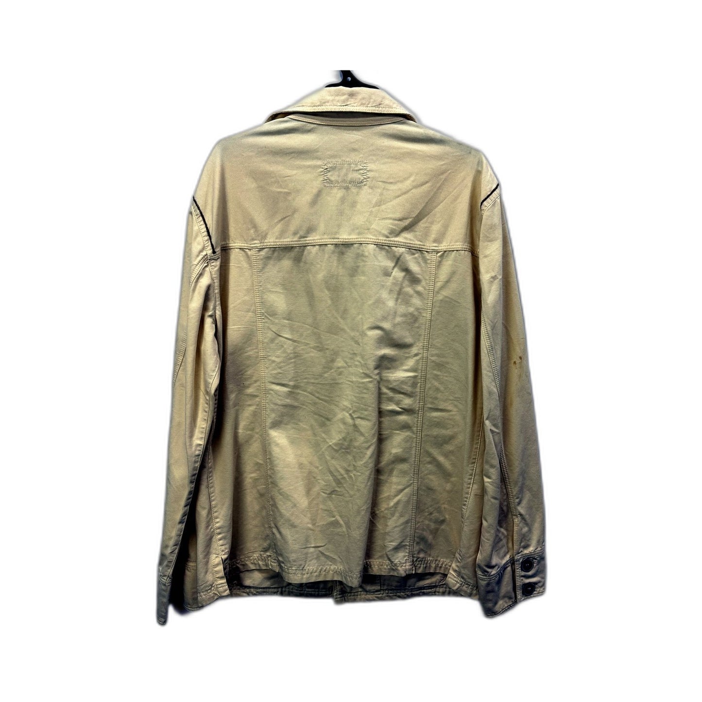 Caramelo Mens Denim Shirt Jacket Beige Cotton Casual Button-Up Size XL