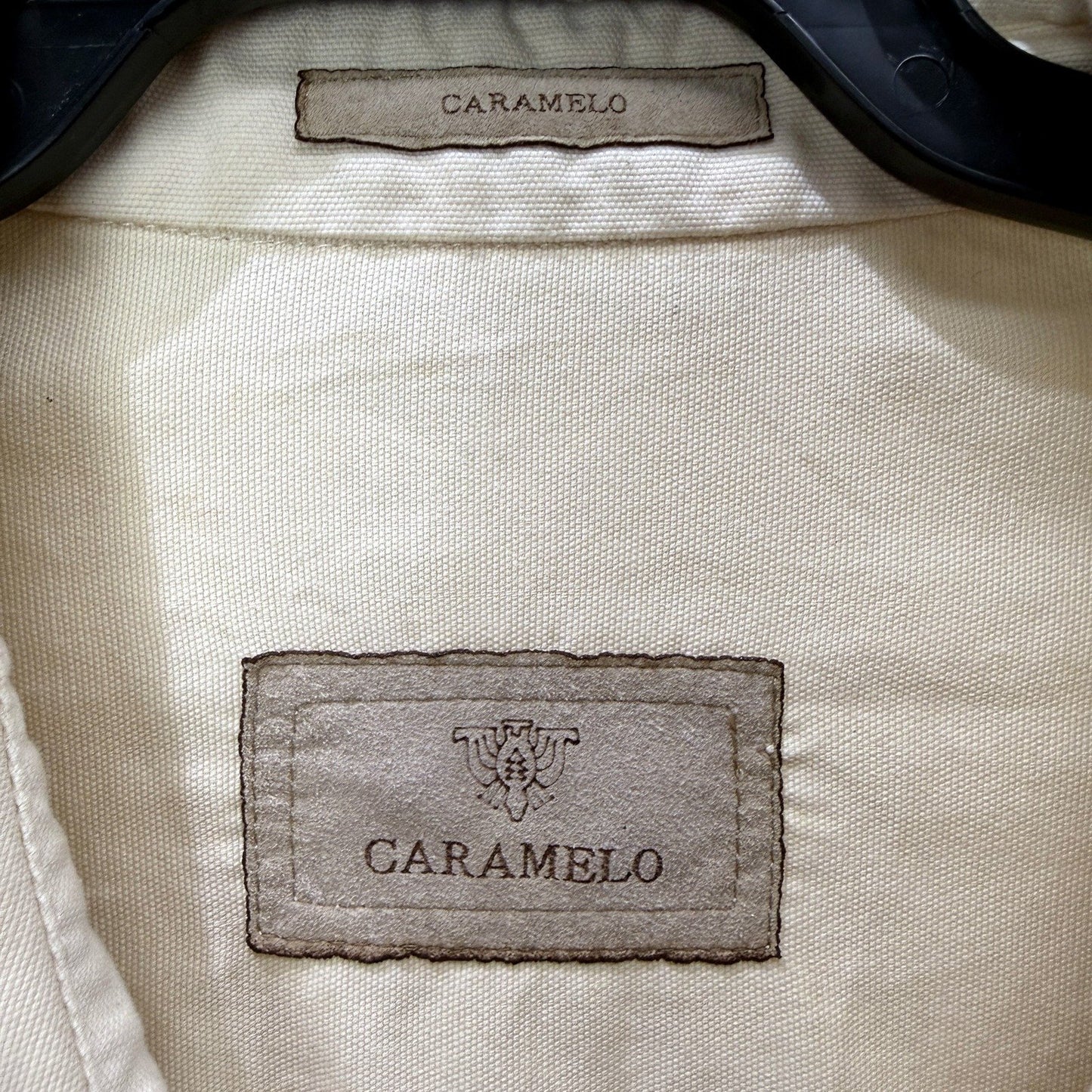 Caramelo Mens Denim Shirt Jacket Beige Cotton Casual Button-Up Size XL