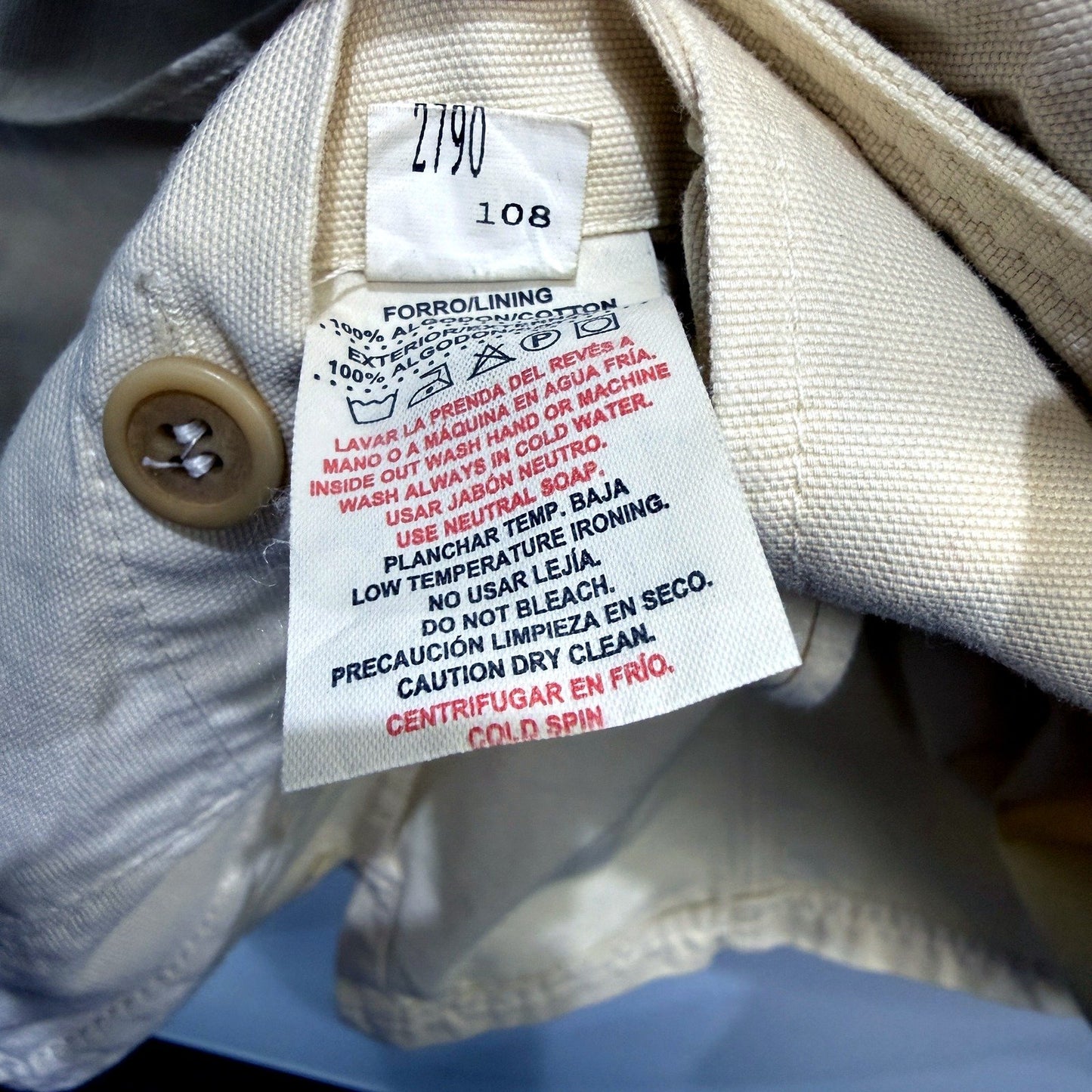 Caramelo Mens Denim Shirt Jacket Beige Cotton Casual Button-Up Size XL
