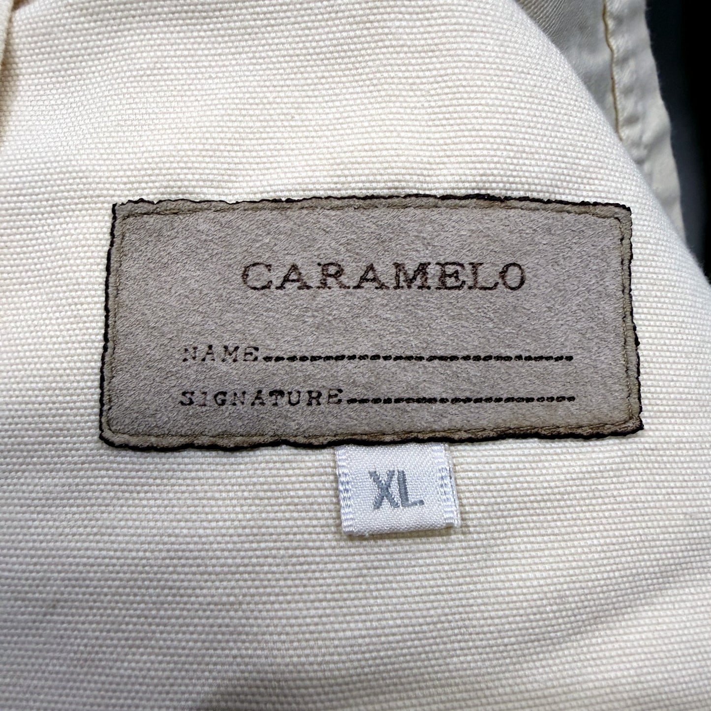 Caramelo Mens Denim Shirt Jacket Beige Cotton Casual Button-Up Size XL