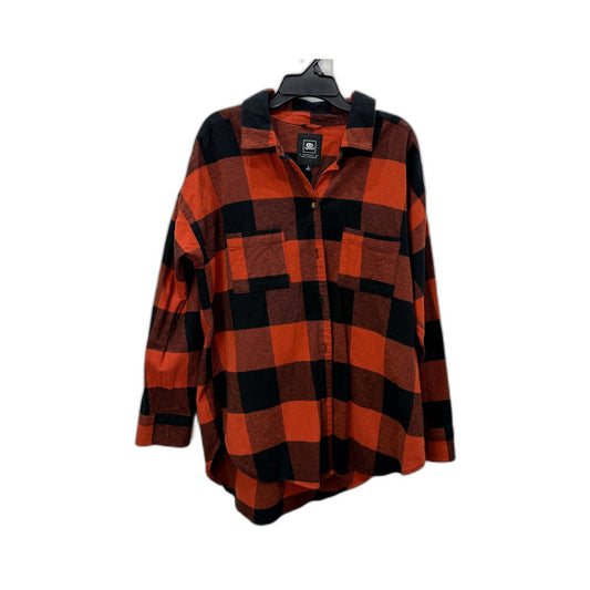 Rip Curl Womens Plaid Flannel Shirt Orange and Brown Casual Outdoor Size S