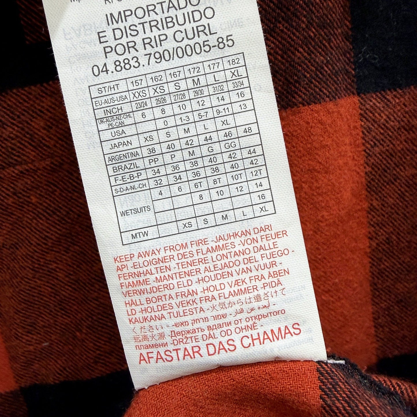 Rip Curl Womens Plaid Flannel Shirt Orange and Brown Casual Outdoor Size S
